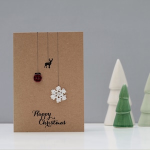 Set di Crochet Snowflake Biglietto di Natale / Renna Xmas Card / Biglietto di Natale Bauble / 10 pack biglietto di Natale / 5 pack Modern Christmas