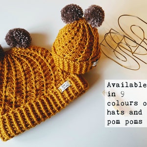 Mummy & Me Woolly hat set / Mommy and Me Hat Duo / Mini and Me Pair of Hats / Baby and Me Handmade Hat / Adult + Child bobble Hat Gift Set