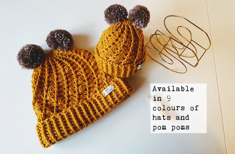 Child bobble Hat Gift Set Mummy /& Me Woolly hat set Mommy and Me Hat Duo Mini and Me Pair of Hats Baby and Me Handmade Hat Adult
