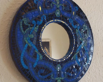 Handmade Norse-design mosaic mirror