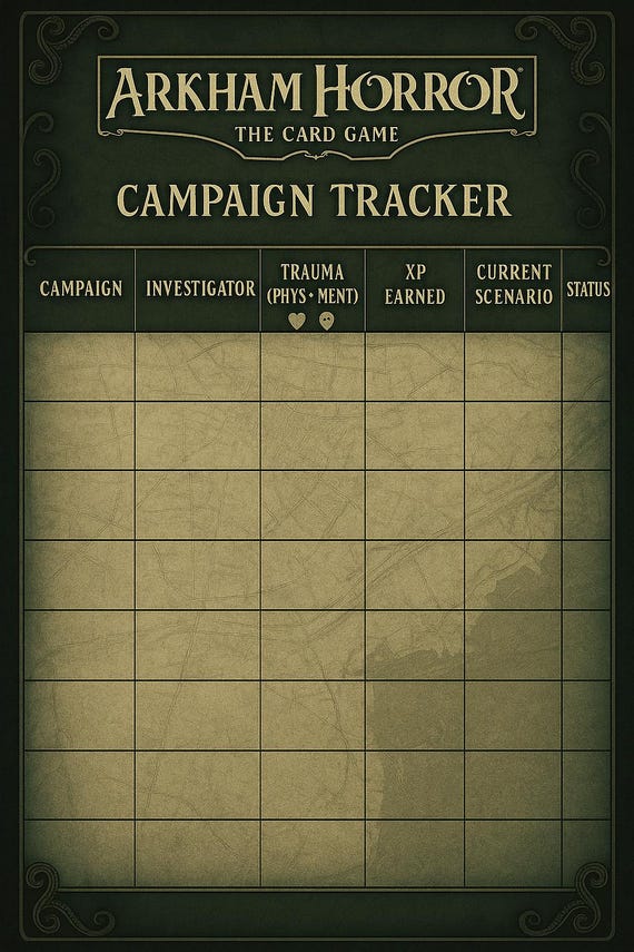 Arkham Horror LCG Campaign Tracker Printable Sheet - Etsy Israel Arkham Horror LCG Campaign Tracker Printable Sheet - Etsy Israel
