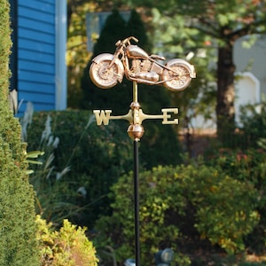 Motorcycle Weathervane - Pure Copper with a Roof Mount or Garden Pole