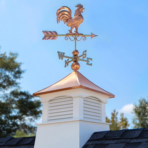 18 Square Coventry Vinyl Cupola With Rooster Weathervane Etsy