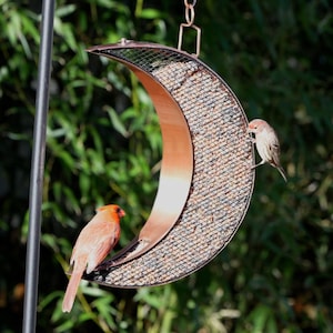 Over The Moon Copper Bird Feeder, with Mesh Panels