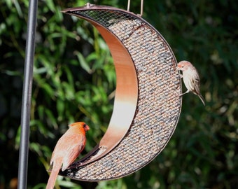 Over The Moon Copper Bird Feeder, with Mesh Panels