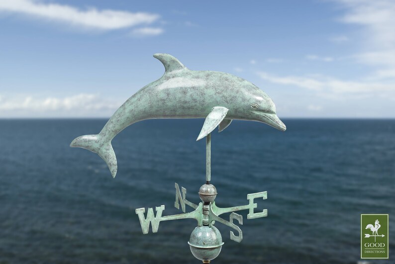 Dolphin Weathervane With Roof Mount Blue Verde Copper by Etsy