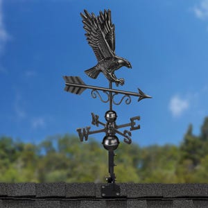 Majestic Eagle Weathervane - Matte Black Finish, includes Roof Mount