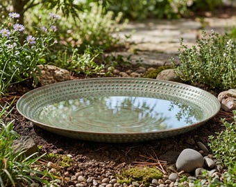 20" Copper Bird Bath Basin - Verde Copper Finish