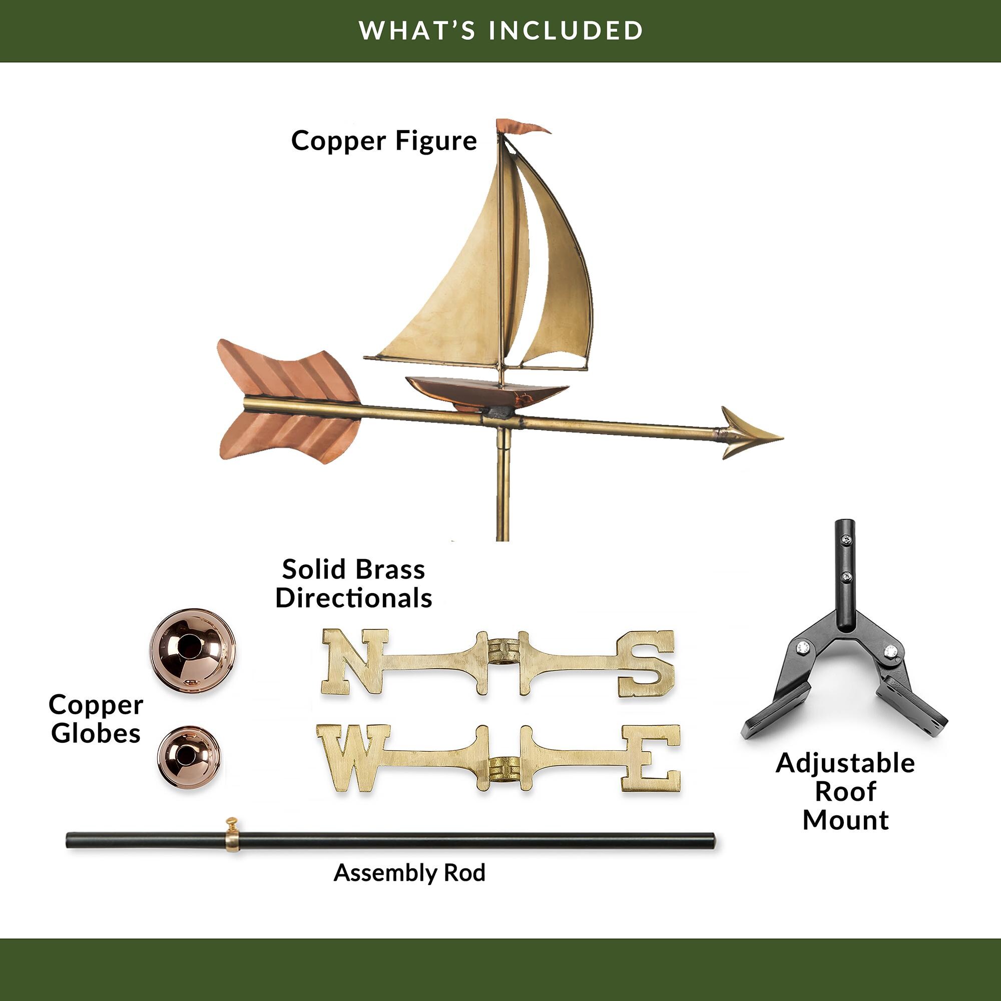 Sailboat Weathervane - Pure Copper With a Roof Mount or Garden Pole - Etsy