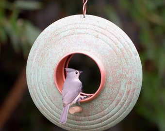 Verde Fly-Thru Bird Feeder, Copper Accents, Multiple Perches by Good Directions