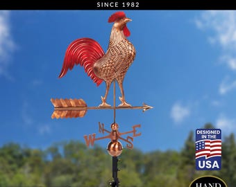 Rooster Weather Vane For Roof Or Garden - Stainless Steel Wind Direction Indicator, 35x50 Cm