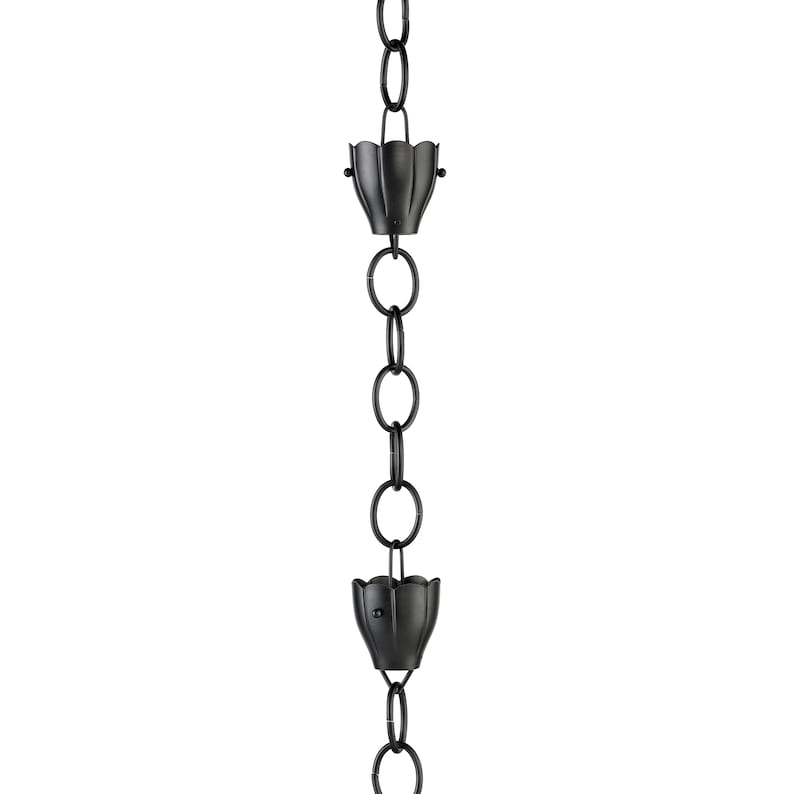 6 Cup Crocus Black Aluminum 8.5 ft. Rain Chain