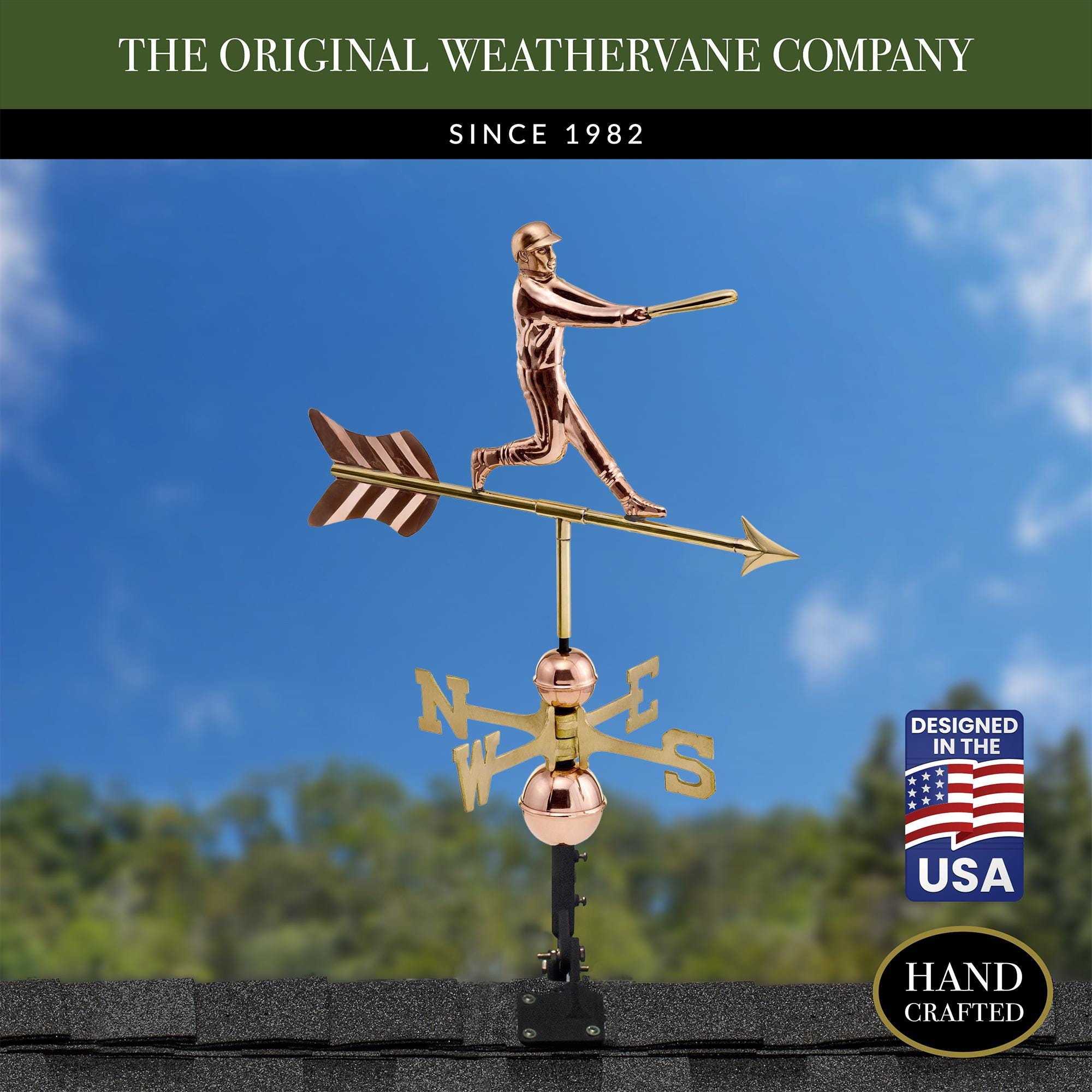 Baseball Player Copper Weathervane, Includes Roof Mount - Etsy