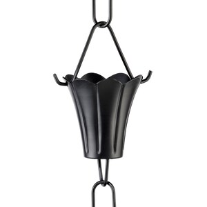 Fluted Flower Black Aluminum 8.5 Ft. Rain Chain With Gutter ...