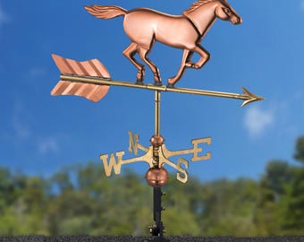 Horse Weathervane - Pure Copper with a Roof Mount or Garden Pole