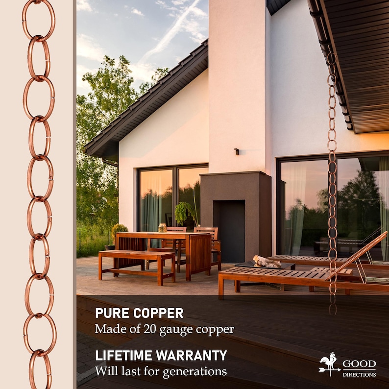 Pure Copper Large Link Rain Chain - Thumbnail 4