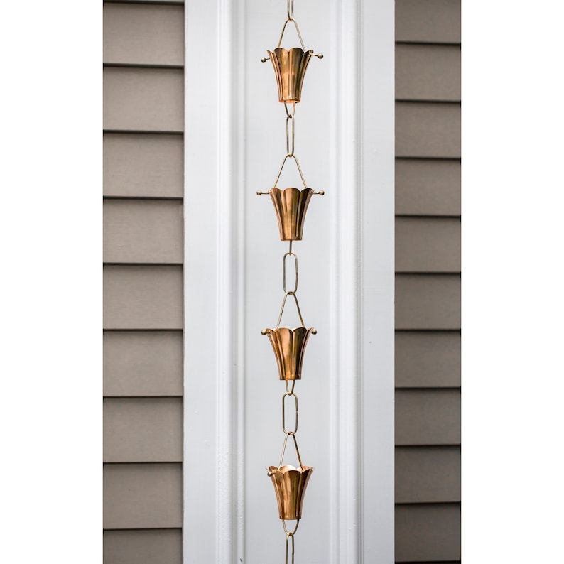 Fluted Flower Pure Copper Rain Chain