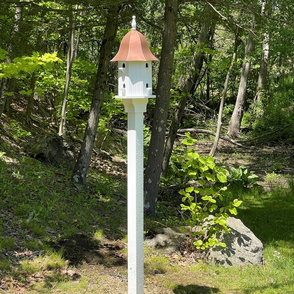 Casa para pájaros de madera Dovecote Manor con techo de cobre puro