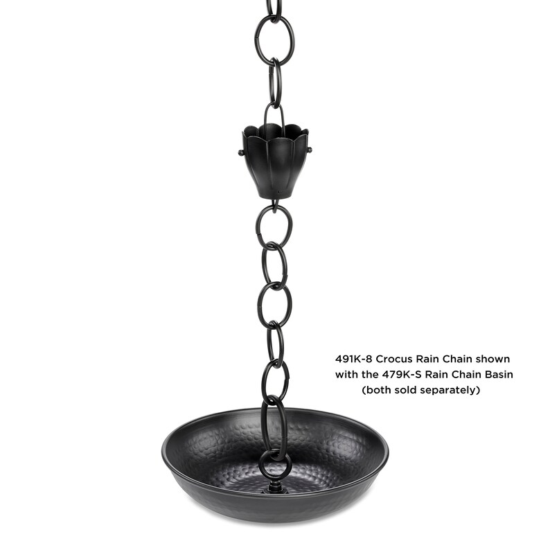 6 Cup Crocus Black Aluminum 8.5 ft. Rain Chain - Thumbnail 2