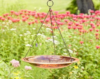 13" Hanging Fired Copper Bird Bath