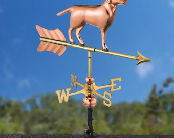 Labrador Retriever Weathervane - Pure Copper with a Roof Mount or Garden Pole