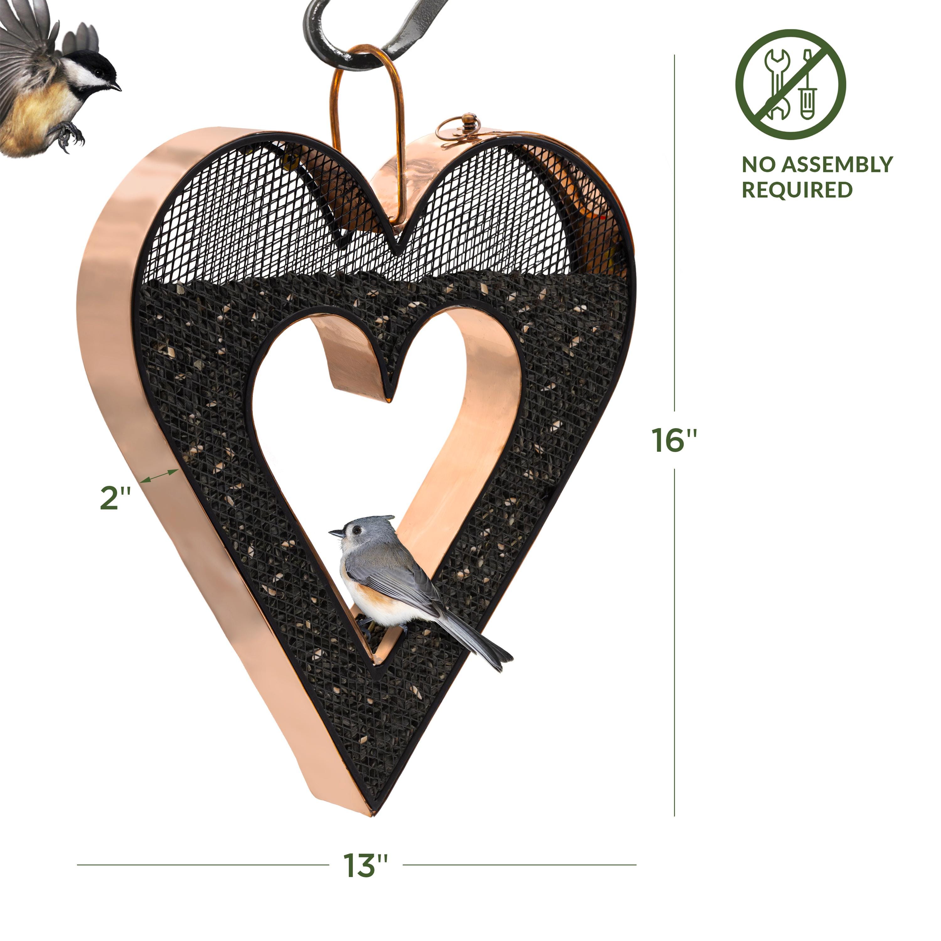 Be Still My Heart Fly Thru™ Heart-shaped Copper Bird Feeder, With