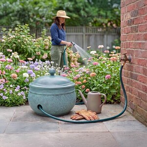 Key West Hose Pot with Lid - Blue Verde Finish