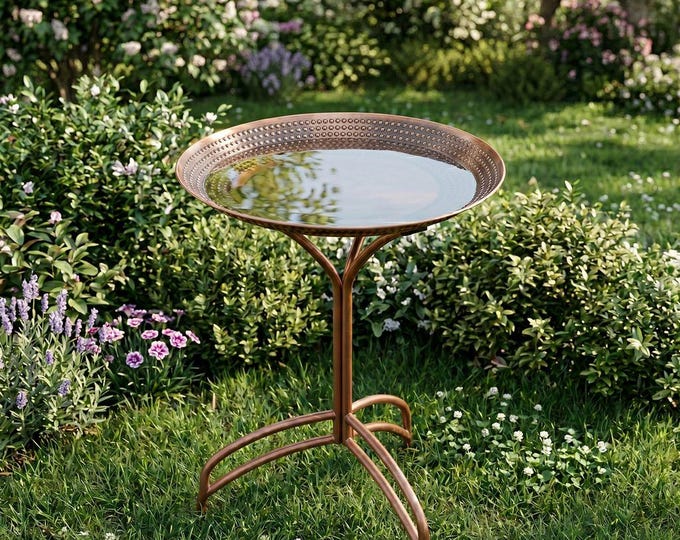 20" Copper Tranquility Birdbath with Stand
