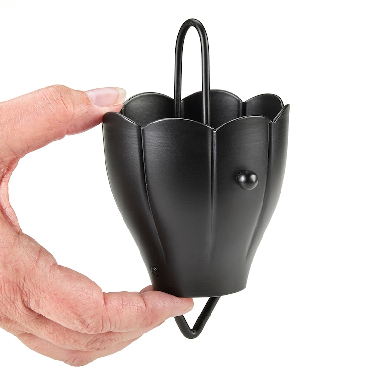 6 Cup Crocus Black Aluminum 8.5 ft. Rain Chain - Thumbnail 3