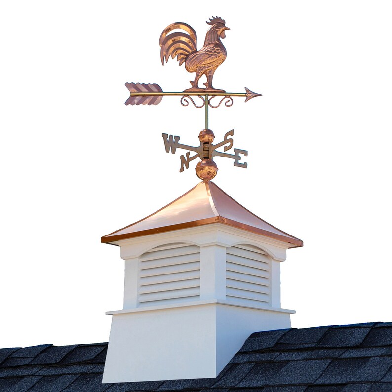 18 Square Coventry Vinyl Cupola With Rooster Weathervane Etsy