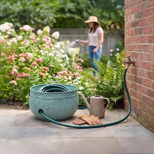 Garden Hose Pot - Blue Verde FInish - by Good Directions
