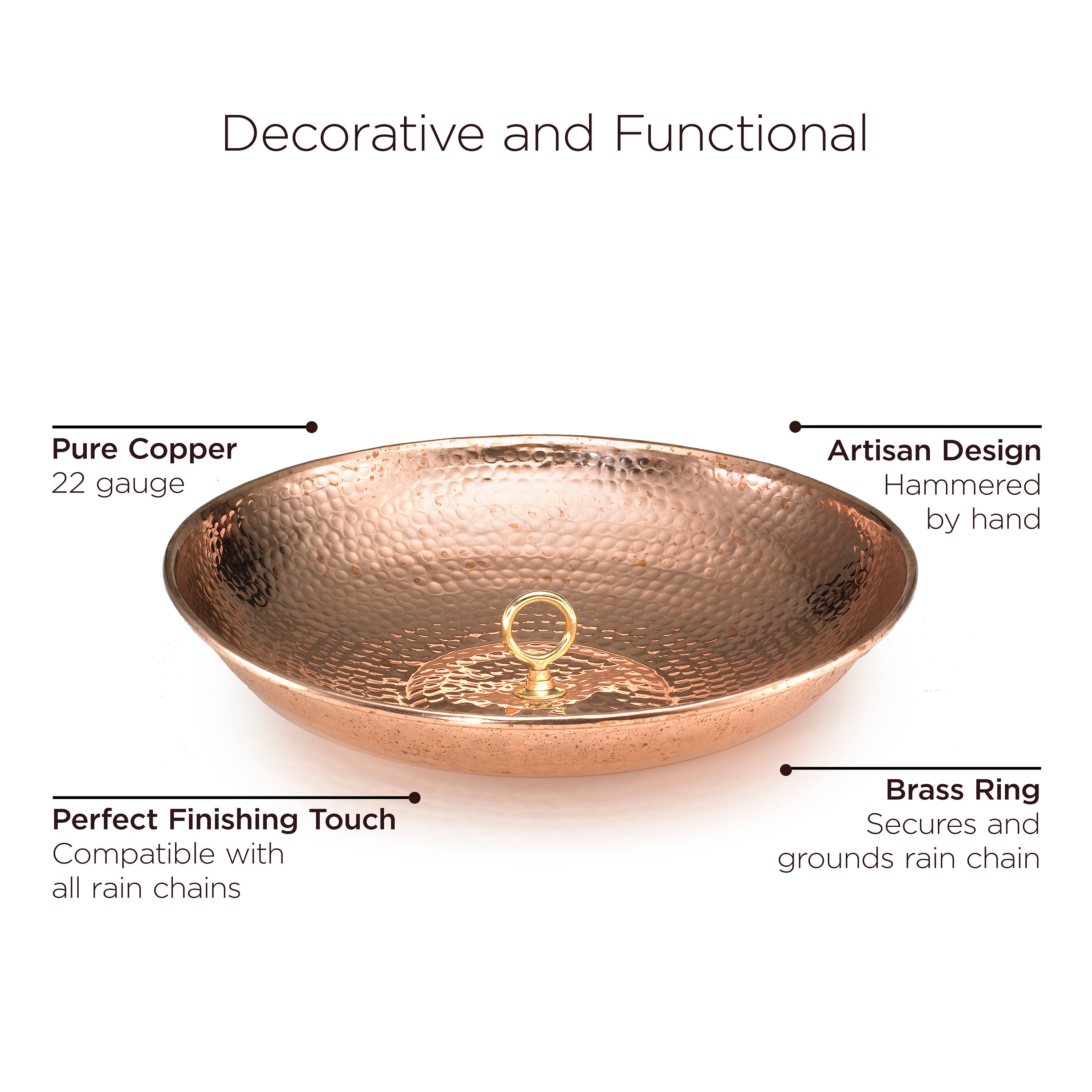 Good Directions 16.5" Copper Rain Chain Basin - Blue Verde Finish