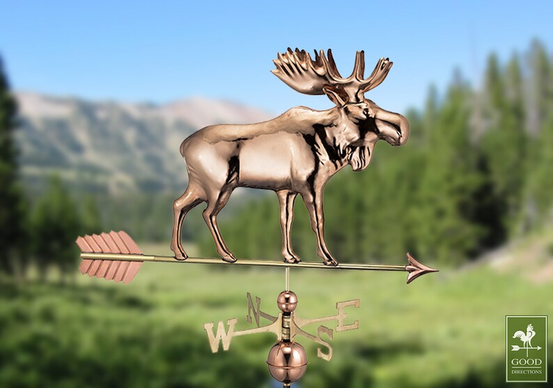 Moose Weathervane With Arrow and Roof Mount Pure Copper Etsy