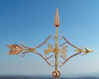 Victorian Arrow Weathervane - Pure Copper with a Roof Mount or Garden Pole