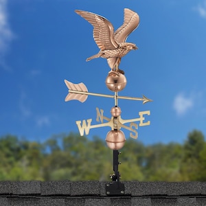American Eagle Weathervane with Roof Mount - Pure Copper