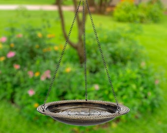 13“ Hanging Aged Brass Bird Bath