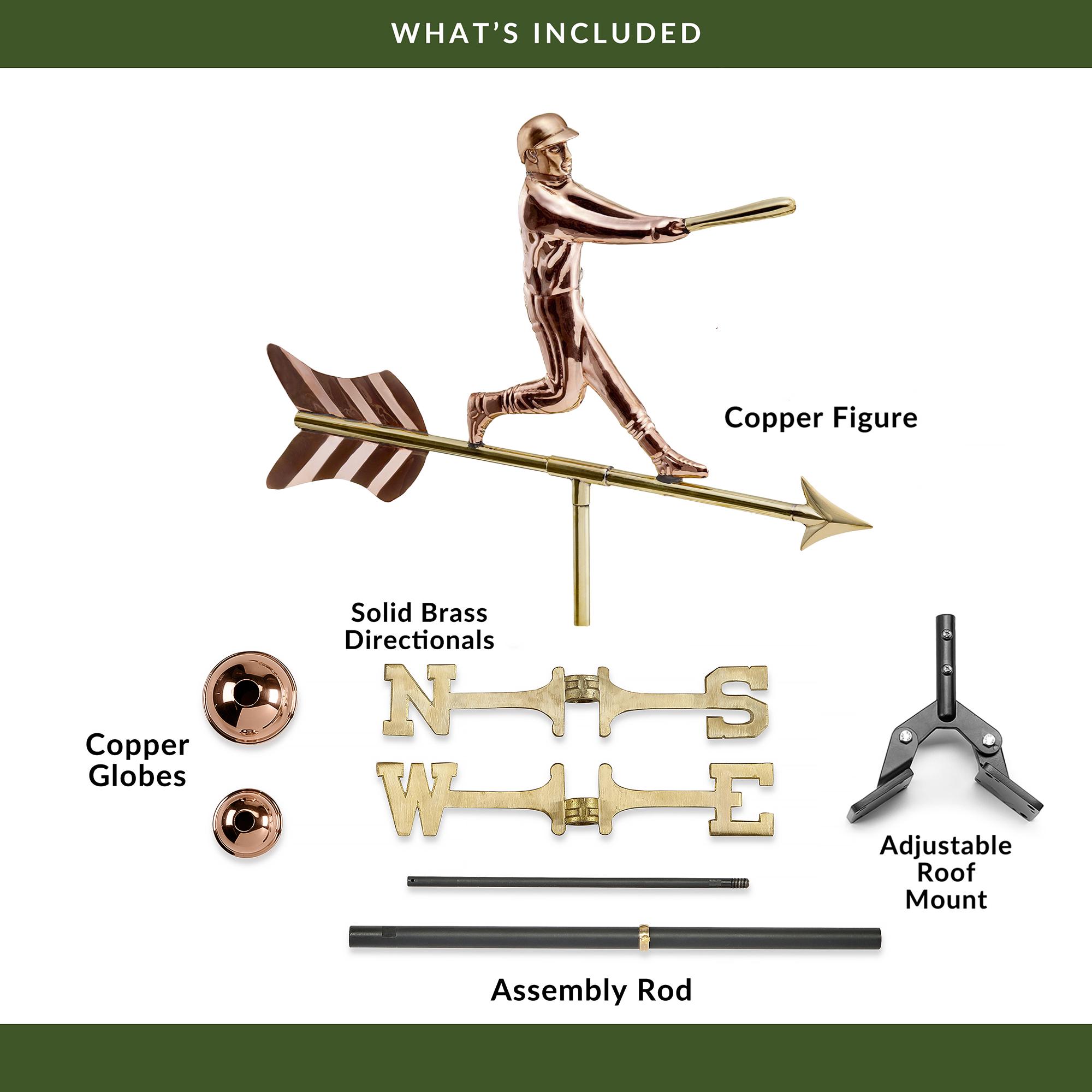 Baseball Player Copper Weathervane, Includes Roof Mount - Etsy