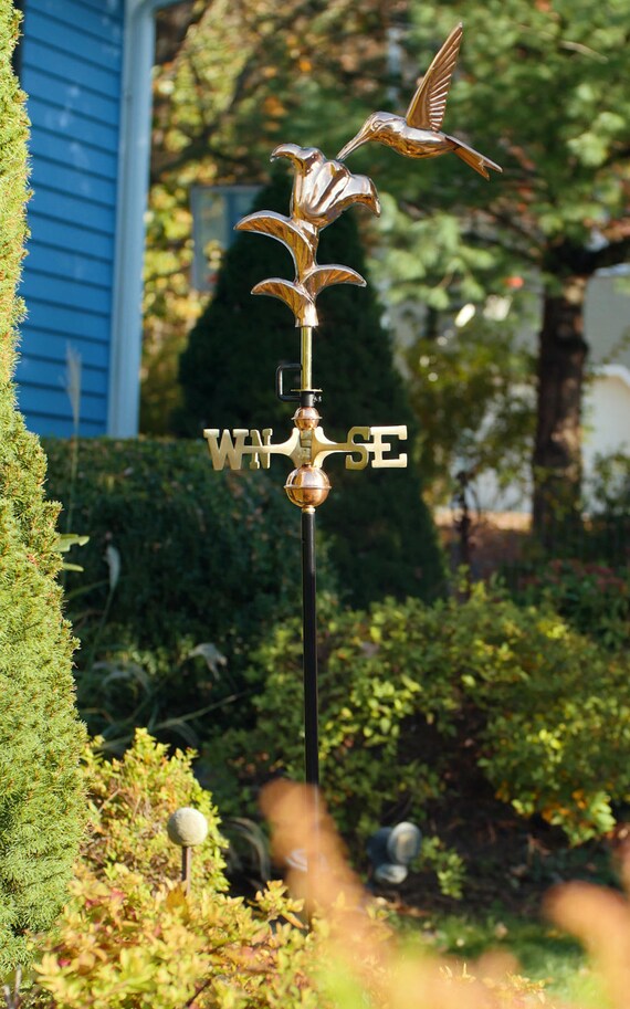 Hummingbird Cottage Weathervane Pure Copper Roof Mount Backyard Garden Décor