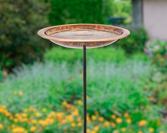 18” Fired Copper Bird Bath with Garden Pole