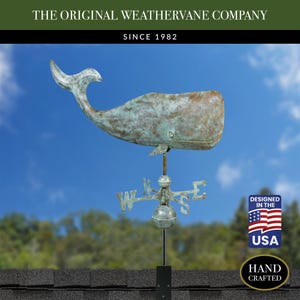 37" Whale Weathervane with Roof Mount - Blue Verde Copper image 2
