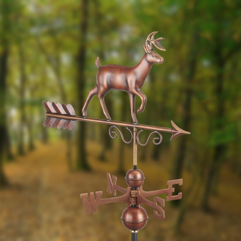 Proud Buck Weathervane With Roof Mount Pure Copper Hand Etsy