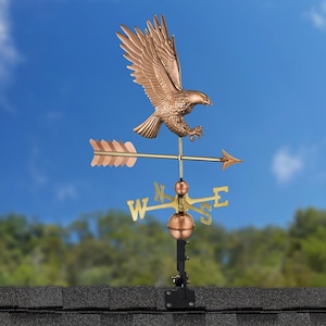 American Bald Eagle Weathervane with Roof Mount - Pure Copper