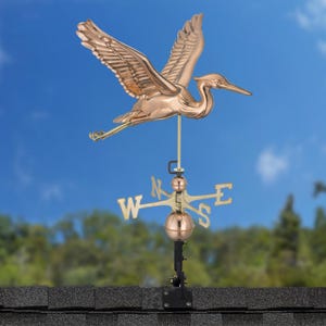 Blue Heron Weathervane with Roof Mount - Pure Copper by Good Directions