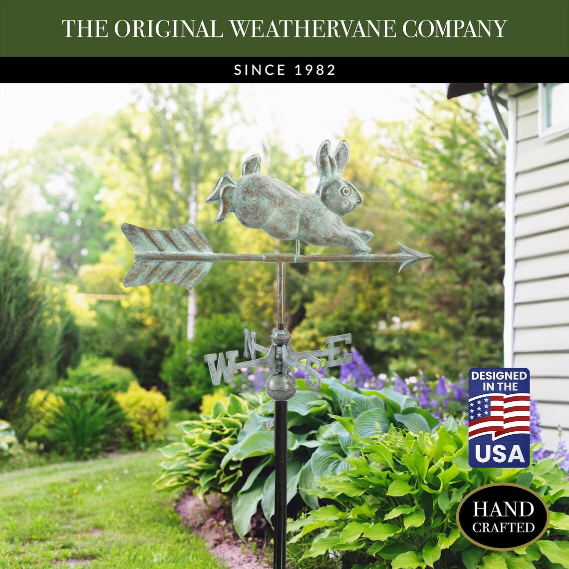 Weathervane Rabbit Simple Rabbit Weathervane - Blue Verde Copper With a Roof Mount or Garden Pole ...