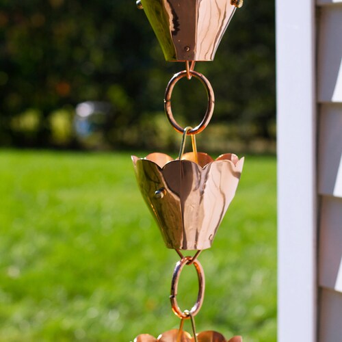 Good Directions 100 Pure Copper Fluted Flower Rain Chain Etsy