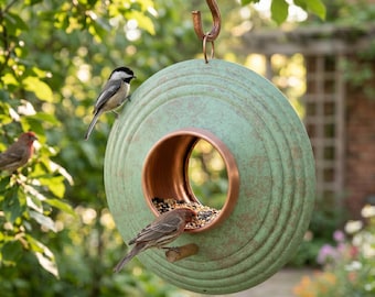 Verde Fly-Thru Bird Feeder, Copper Accents, Multiple Perches by Good Directions