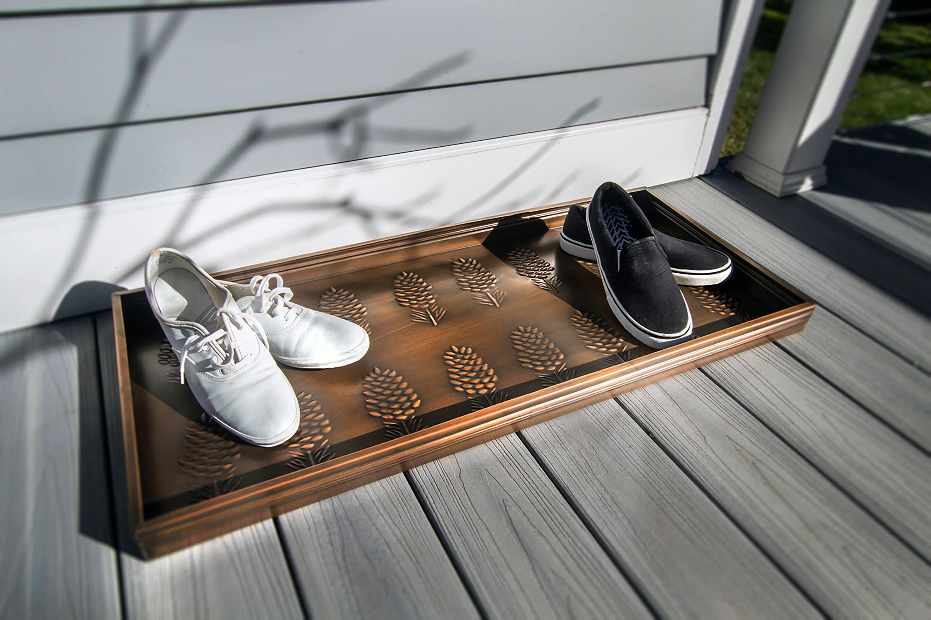 Rubber Boot & Shoe Tray | Coir Insert | 34 x 14 | Waterproof Shoe Tray  for entryway | Trellis Pattern