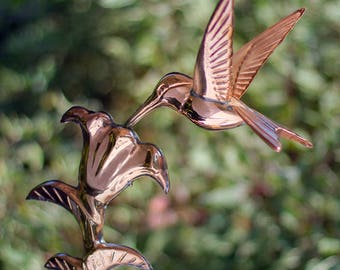 Hummingbird Weathervane - Pure Copper with a Roof Mount or Garden Pole