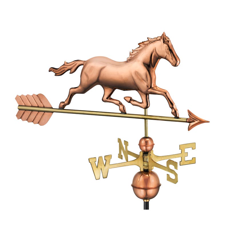 Trotting Horse Weathervane with Roof Mount Pure Copper by Good Directions image 3