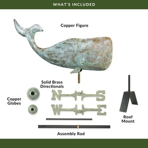 37" Whale Weathervane with Roof Mount - Blue Verde Copper image 6